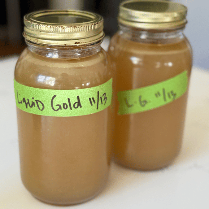Bone Broth in 2 Mason Jars