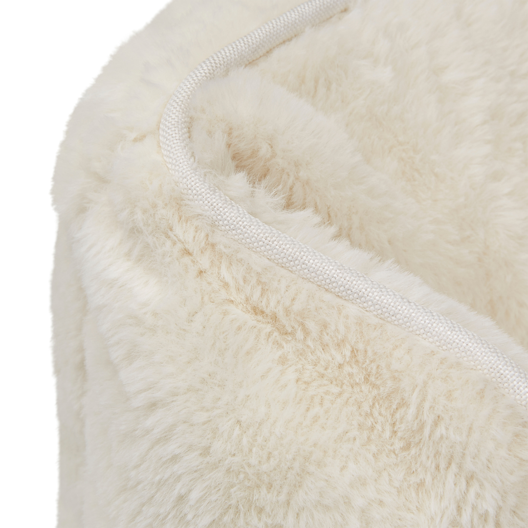 White faux sales fur dog bed