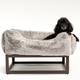 Bolster elevated dog bed by Fuzi in small, light grey, featuring raised sides for additional support and comfort for your pet.