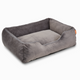 The Sammy bolster dog bed in dark grey faux fur by Fuzi, washable dog bed, available in four beautiful colors and three sizes.