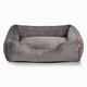 Sammy bolster dog bed in dark grey faux fur by Fuzi, washable dog bed, available in four beautiful colors and three sizes.