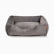 Dark Grey Sammy bolster dog bed in faux fur by Fuzi, washable dog bed, available in four beautiful colors and three sizes.