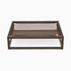 The elevated Up Pup platform dog bed by Fuzi, featuring a metal frame in brown, perfect for adding the Sammy bolster dog bed on top, available in small, medium, and large, offering orthopedic support and suitable for outdoor use