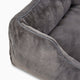 Swatch of dark grey faux fur elevated dog beds by Fuzi, designed for enhanced airflow, support, and comfort.