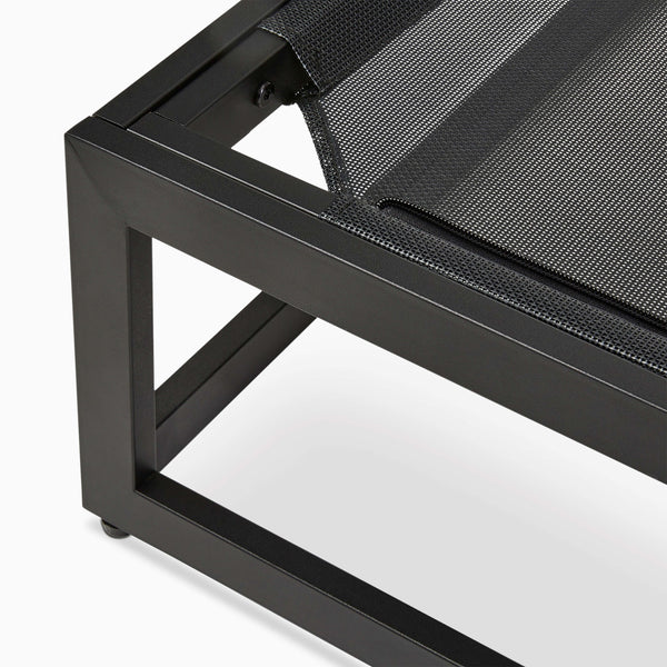 Swatch for the Fuzi Up Pup platform dog bed, a raised orthopedic dog bed with a metal frame in black, designed for use with or without the Sammy bolster dog bed, in three sizes and ideal for outdoor use.